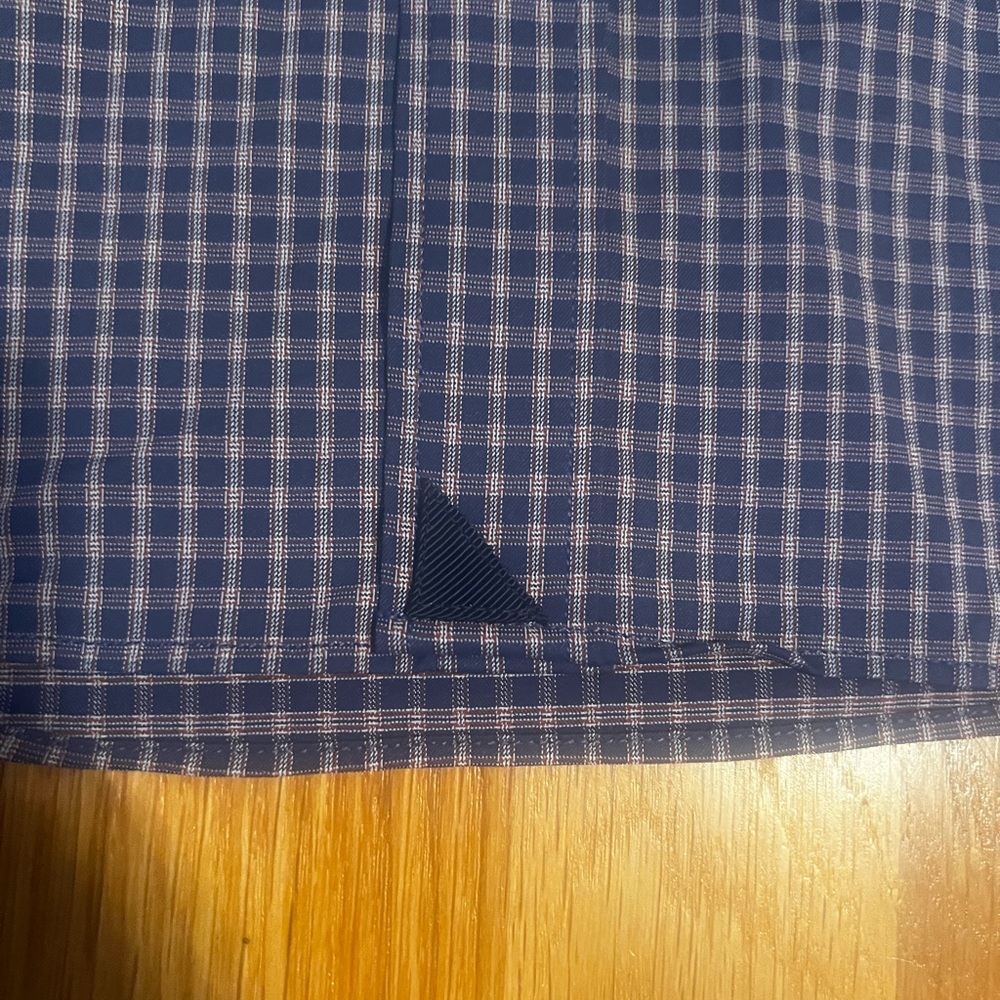 Untuckit Blue Plaid Slim Fit Long Sleeve Larken Button -Up Shirt Preppy Size XL - Picture 4 of 8